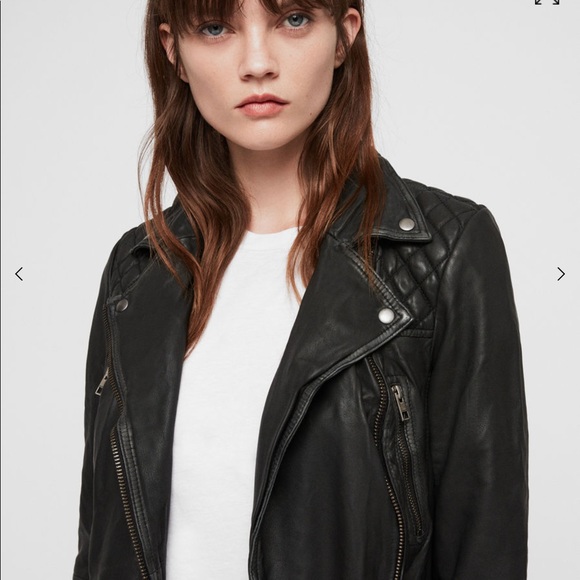 All Saints Biker Leather Moto Jacket Vintage Look - Picture 5 of 6